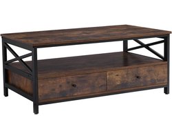 Aarhus Salontafel - Industrieel Industrieel met lades - hout - staal - Vintage Bruin - 101 x 54 x 46 cm