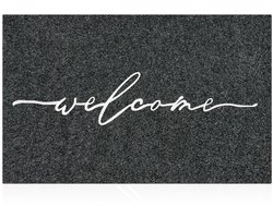 AAZZKANG Welkom Deurmat Buiten Binnen Deurmat met Duurzame Antislip Rubberen Achterkant Ultra Absorberend Modder Gemakkelijk te Reinigen Voordeur Entree Mat Grijs