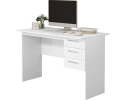 AB Shop Bureau - Wit - Kantoorbureau - 3 Laden - Schrijftafel - Computerbureau - Slot