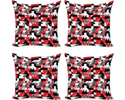 ABAKUHAUS Abstract Sierkussen Kussenhoes 4 Pack, Halve Driehoeken Vierkant, Modern Accent Dubbelzijdig Digitaal Print, 40 x 40 cm, Grijs Wit