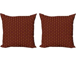ABAKUHAUS Abstracte decoratieve kussenhoes, 2-pack, modern accent, dubbelzijdige digitale print, 50x50 cm, lichtbruin/kastanjebruin