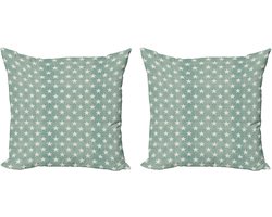 ABAKUHAUS Abstracte decoratieve kussenhoez 2-pack, Klassieke kunststerr 40x40 cm, Groen/Grijs