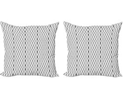 ABAKUHAUS Abstracte decoratieve kussenhoez 2-pack, monochrome lijnen en stipp 45x45 cm, wit en zwart