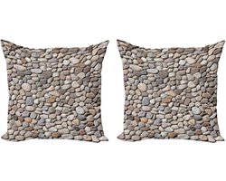 ABAKUHAUS Abstracte decoratieve kussenhoezen, 2-pack, Kustthema stenen muur, Modern accent, dubbelzijdige digitale print, 40x40 cm, meerkleurig