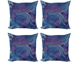 ABAKUHAUS Abstracte Kussenhoezen Set 4x60x60 cm – Dubbelzijdige druk