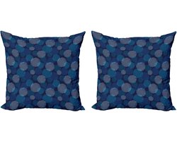 ABAKUHAUS Abstracte Kussenhoezenset (2 stuks), Moderne Polka Dot, 50 cm, Lichtblauw Marineblauw