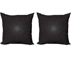ABAKUHAUS Alchemy Decoratieve Kussenhoes, Set van 2, Modern Accent Dubbelzijdige Digitale Print, 45x45 cm, Houtskoolgrijs Wit