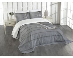 ABAKUHAUS Anker bedsprei Set – Grijs 264x220 cm – 3-delig