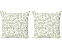 ABAKUHAUS Apothecary Decoratieve Kussenhoes, Set van 2, Retro Madeliefjes Lente, 40x40 cm, Reseda Groen Geel