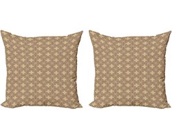 ABAKUHAUS Art Deco decoratieve kussenhoezen, 2-pack, modern accent, dubbelzijdige digitale print, 40x40 cm, licht camel, mauve en taupe
