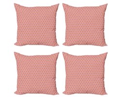 ABAKUHAUS Art Deco Kussenhoes Set van 4 – Bicolor Ontwerp – 45x45 cm – Lichtlila/Oranje