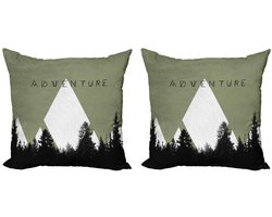 ABAKUHAUS Avontuur Kussenhoezen Set – Bos halftoon – Dubbelzijdig, Rits, 45 cm