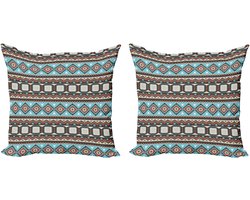 ABAKUHAUS Azteekse decoratieve kussenhoes, 2 stuks, moderne accenten, dubbelzijdige digitale print, 45x45 cm, meerkleurig