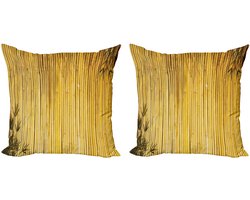 ABAKUHAUS Bamboe Kussenhoes Set (2 stuks), Natuurlijke Houten Bladstel50 cm, Geel
