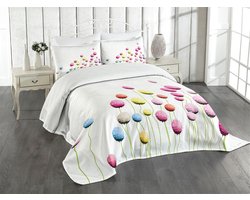 ABAKUHAUS Bedsprei Set – Amaranth Bloemen – Gequilt 3-delig 220x220 cm