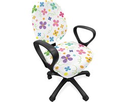 ABAKUHAUS Bloem Bureaustoel Ondercover, Lente Daisy Dot Schets, Stretch Stof Decoratieve Beschermhoes, Meerkleurig