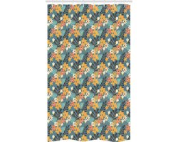 ABAKUHAUS Bloemen douchgordijn van stof 120x180 cm – multicolor