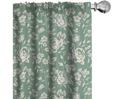 ABAKUHAUS Bloemen Gordijnen – 2x Panelen – 150x175 cm – Resedagroen