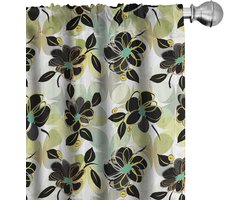 ABAKUHAUS – Bloemen Gordijnen – 2x75x245 cm – Koksgrauwe Multicolor