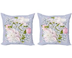 ABAKUHAUS Bloemen Kussenhoes-Set 40x40 – Dubbelzijdig bedrukt, Rits, Multicolor