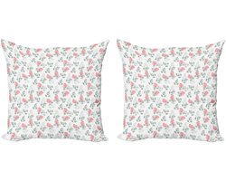 ABAKUHAUS Bloemen Kussenhoezen – 2x50x50 cm – Dubbelzijdig gedrukt – Multicolor