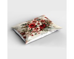 ABAKUHAUS Bloemen Kussensloop, Zacht Bloemen Boeket Blos Kleur Palet Bloemen Op Marmer Print, 65 X 50 Cm, Licht Robijnrood En Lauriergroen