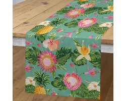 ABAKUHAUS Bloemen Tafelloper – Hibiskuskleuren, 40x180 cm