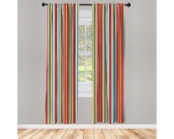 ABAKUHAUS Bohemian gestreepte gordijnen, grandioze streepmotieven, voor woonkamer en slaapkamer, 2 stuks 75 cm breed x 225 cm hoog, veelkleurig