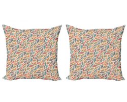 ABAKUHAUS Boho kussenhoes set - 2x 50x50 cm - dubbelzijdig digitaal bedrukt - multicolor