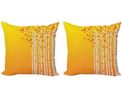 ABAKUHAUS Bos Kussenhoes Set – 2x40x40 cm – Dubbelzijdig bedrukt – Multicolor