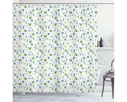 ABAKUHAUS Botanisch douchegordijn – 120x180 – Waterafstotend, Wasmachinebestendig – Groen-Violet-Blauw-Roze