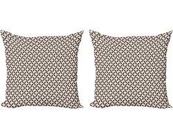 ABAKUHAUS Bruine en beige decoratieve kussenhoez 2 stuks, modern, 50x50 cm, zeehondenbruin en beige