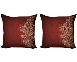 ABAKUHAUS Burgund Kussenhoes Set 2x – Ombre Bloemen – Dubbelzijdig – 60x60 cm