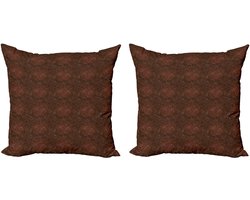 ABAKUHAUS Chocoladekleurige decoratieve kussenhoes, 2 stuks, modern accent, dubbelzijdige digitale print, 50x50 cm, donkerbruin kaneel