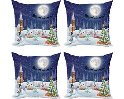 ABAKUHAUS Christmas Throw Pillow Case Set of 4, Winter Landscape Modern Interior Accent with Both Sides Print, 45cm x - ShopVlot