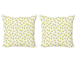 ABAKUHAUS Citroenen Kussenhoezen Set – Waterverf Citroenen – Dubbelzijdig bedrukt – 40x40 cm