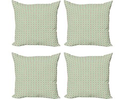 ABAKUHAUS Damast decoratieve kussenhoezen, set van 4, modern accent, dubbelzijdige digitale print, 40 x 40 cm, donkergroen turkoois