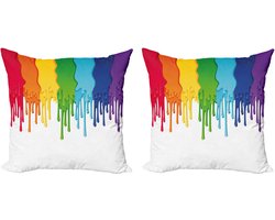 ABAKUHAUS Decoratiekussen – 45x45 cm – 2-pack – Regenboogkleurverloop