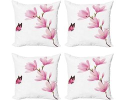 ABAKUHAUS – Decoratiekussenhoes 40x40 cm – Roze Maroon Burgund – Moderne print