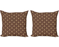 ABAKUHAUS Decoratieve kussenhoes met bloemenprint, 2 stuks, moderne accenten, dubbelzijdige digitale print, 40x40 cm, licht camelbruin