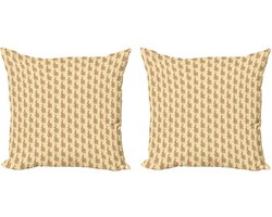 ABAKUHAUS Decoratieve kussenhoes met bruine paisleyprint, 2 stuks, moderne accenten, dubbelzijdige digitale print, 40x40 cm, champagne mauve taupe