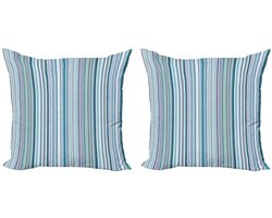 ABAKUHAUS Decoratieve kussenhoes – strepen – dubbelzijdig bedrukt – aqua blauw 50x50 cm