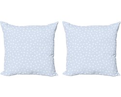 ABAKUHAUS Decoratieve kussenhoezen met bloemenprint, 2 stuks, verspreide kleine bloem 40x40 cm, babyblauw wit
