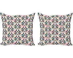 ABAKUHAUS Decoratieve Kussenhoezen, Set van 2, Dirt Art Opvallende Strepen, Modern Accent Dubbelzijdige Digitale Print, 40x40 cm, Multicolor