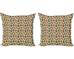ABAKUHAUS Decoratieve kussenhoezen voor de herfst, set van 2, moderne accenten, dubbelzijdige digitale print, 40x40 cm, taupe meerkleurig