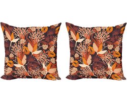 ABAKUHAUS Decoratieve kussenhoezen voor de herfst, set van 2, moderne accenten, dubbelzijdige digitale print, 45x45 cm, meerkleurig