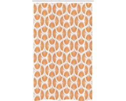 ABAKUHAUS Douchegordijn – 120 x 180 cm – Oranje/Wit, 3D roosterpatroon, stof