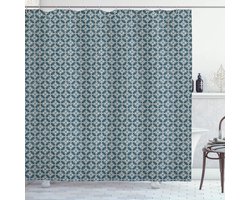 ABAKUHAUS douchegordijn – abstracte kunst – 175x180 cm – petrol/off-white