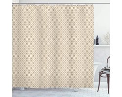 ABAKUHAUS Douchegordijn – Boho monochrooms bloemendessin – 175x200 cm – donker zand/bruin & wit