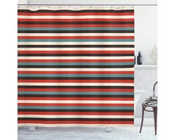 ABAKUHAUS Douchegordijn – Gestreept Vintage jaren '60 – Rood-beige 175x200 cm